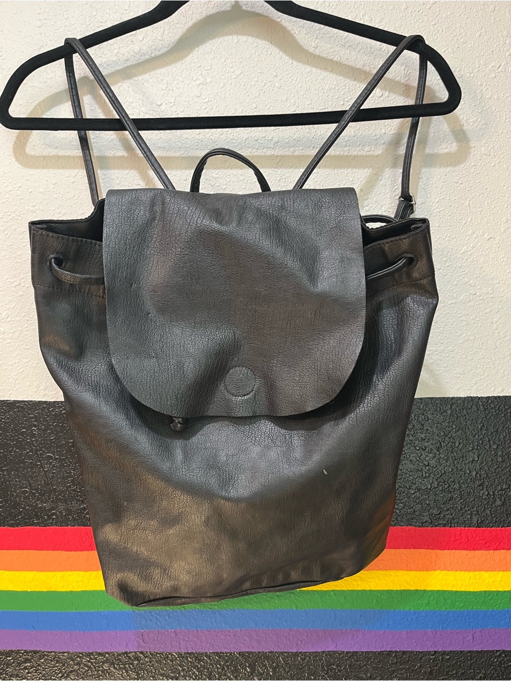 Black drawstring backpack/purse